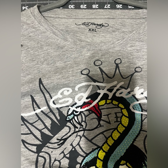 Upcycled Ed Hardy Graphic Long Sleeve Tee with Skull and Snake Design - Picture 3 of 5